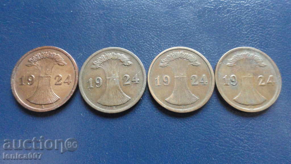 Auction Germany 1924 - 2 pfennig (A,E,J,G) Auction Germany 1924 - 2 pfennig (A,E,J,G)