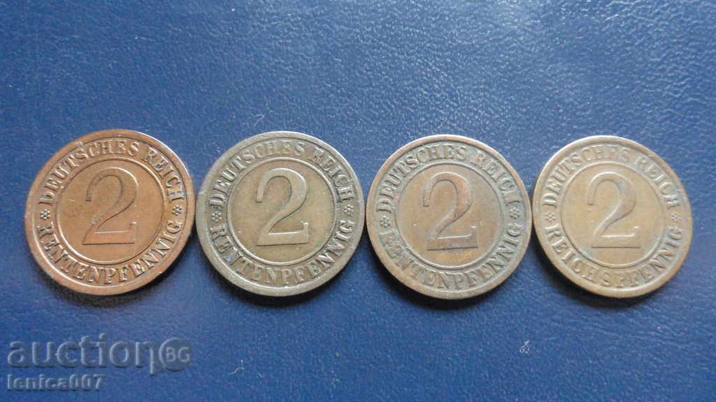 Delivery of Germany 1924 - 2 pfennig (A,E,J,G) Delivery of Germany 1924 - 2 pfennig (A,E,J,G)