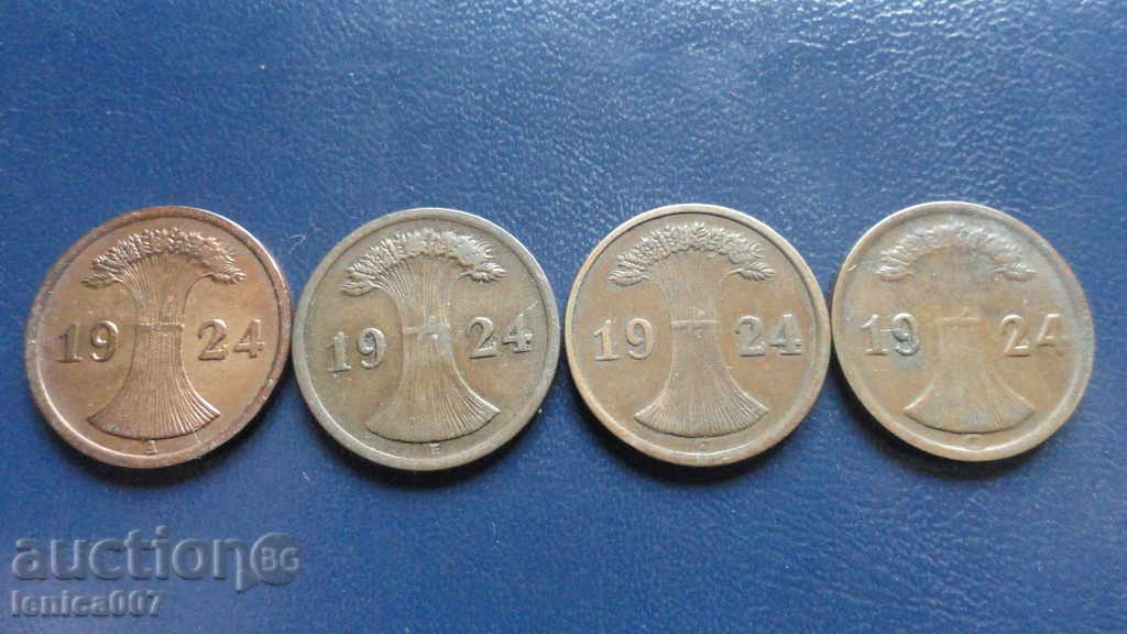 Germany 1924 - 2 pfennig (A,E,J,G) - 5 Germany 1924 - 2 pfennig (A,E,J,G) - 5