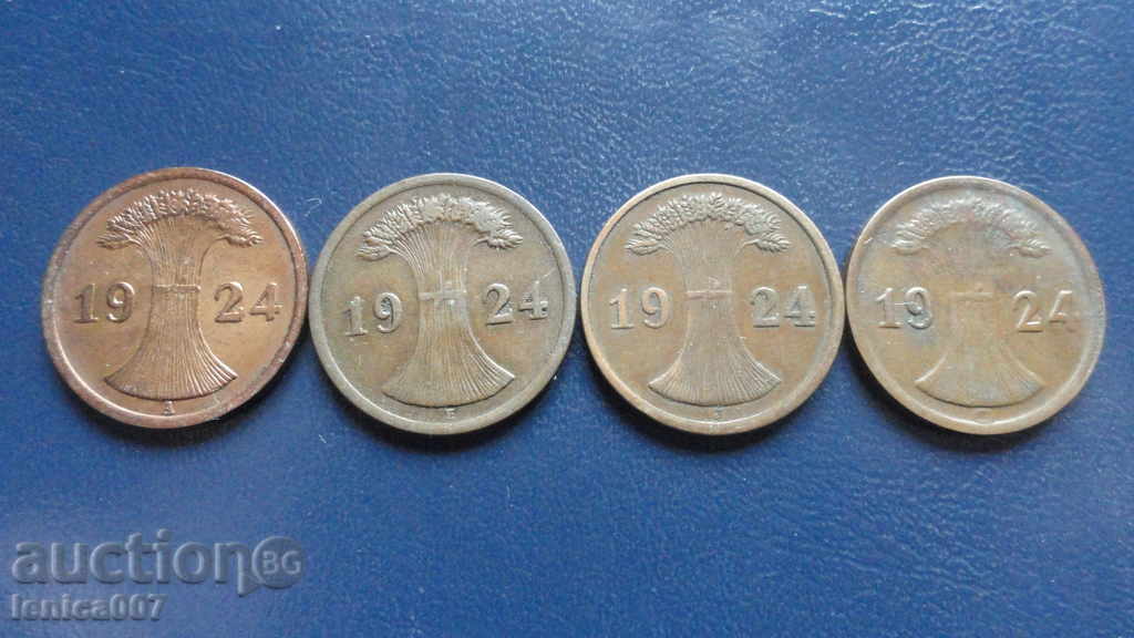 Γερμανία 1924. - 2 pfennigs (Α, Ε, J, G)