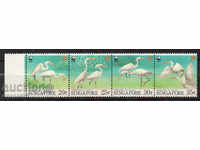1993. Singapore. păsări pe cale de dispariție din China egreta. Strip.