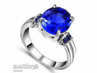 Δαχτυλίδι με μπλε διαμάντι, λευκή επικάλυψη ροδίου