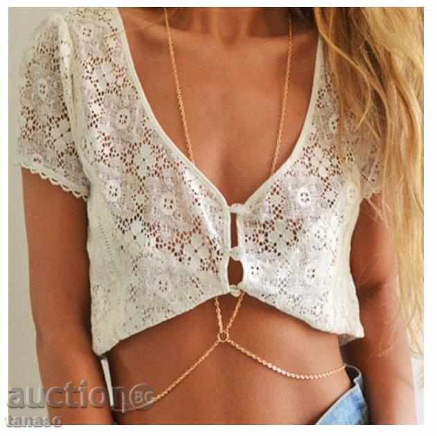 Гердан, огърлица кросоувър боди - позлатена