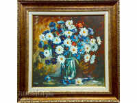 Picture with flowers, framed