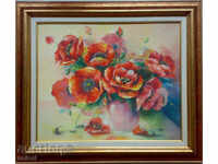 Flower picture - poppies, framed