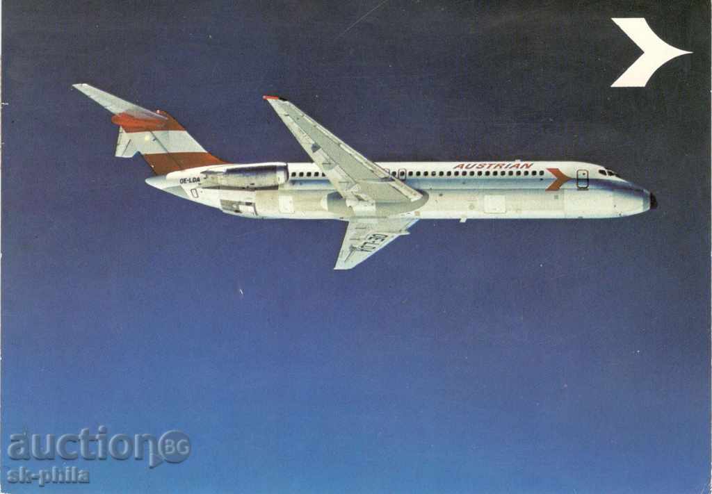 Пощенска картичка - Пътнически самолет "Дъглас" - DC - 9