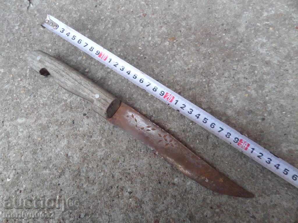 Old butcher knife with engraved caracoula, sheep blade - 5 Old butcher knife with engraved caracoula, sheep blade - 5