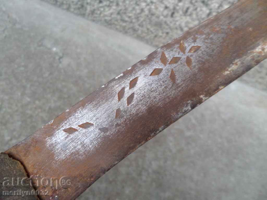 Old butcher knife with engraved caracoula, sheep blade - 6 Old butcher knife with engraved caracoula, sheep blade - 6