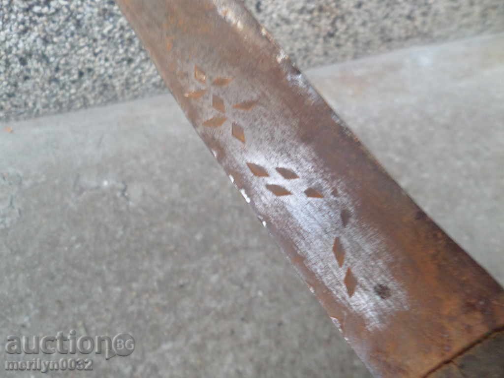 Old butcher knife with engraved caracoula, sheep blade - 7 Old butcher knife with engraved caracoula, sheep blade - 7