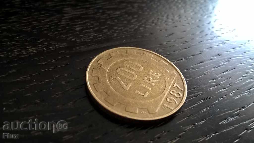 Монета - Италия - 200 лири | 1987г.