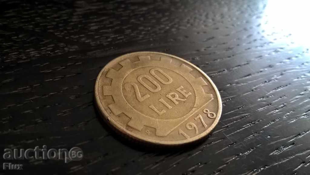 Монета - Италия - 200 лири | 1978г.