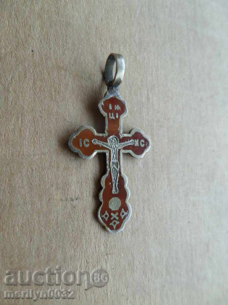Silver Russian cross cross with enamel Царска Русия 84 mark