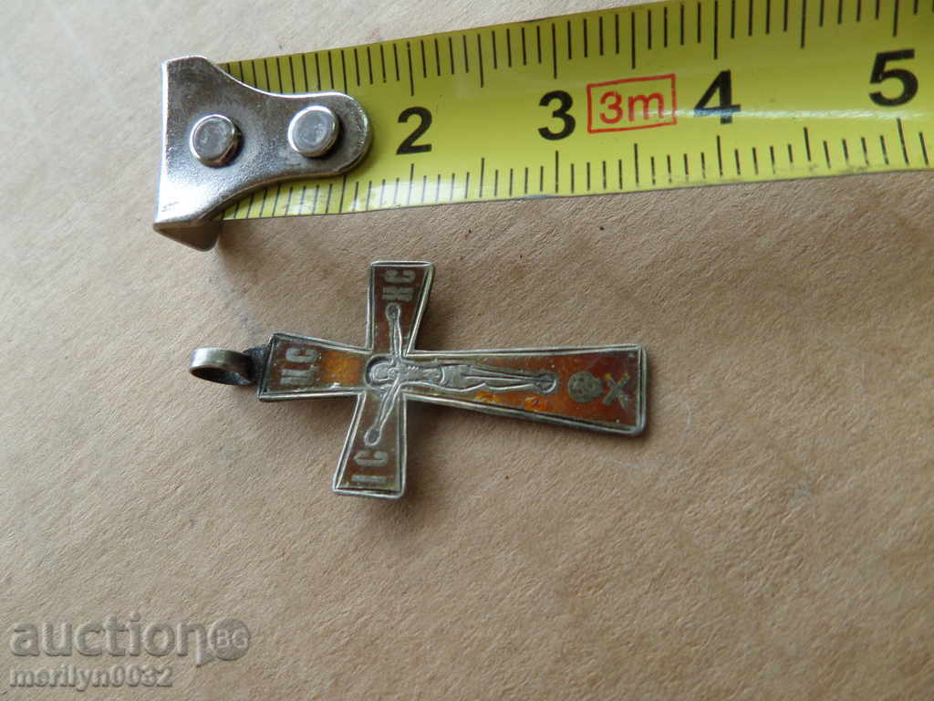 Auction Silver Russian cross with enamel Czarist Russia 84 mark Auction Silver Russian cross with enamel Czarist Russia 84 mark