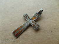 Silver Russian cross with enamel Czarist Russia 84 mark