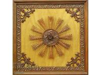 Wood carving - walnut and alder ceiling decoration, unique