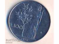 Italia 100 liras 1974