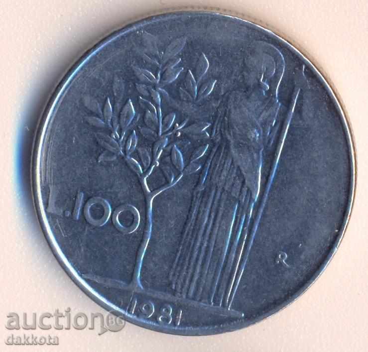 Италия 100 лири 1981 година