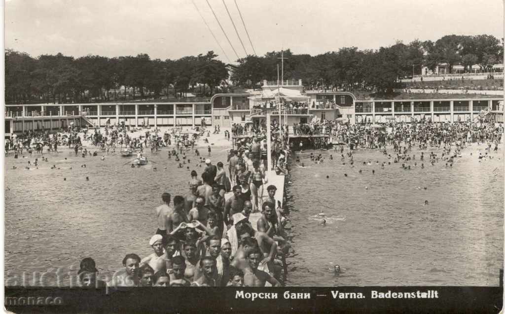 Антикварна пощенска картичка- Варна, Морски бани