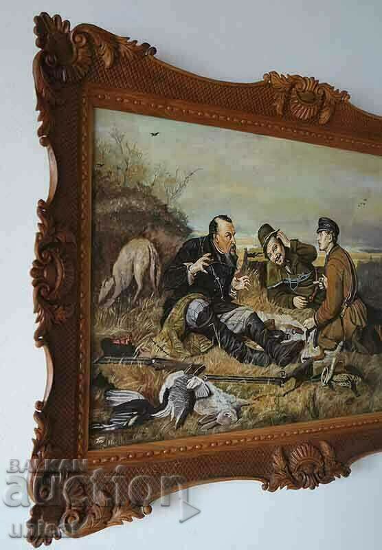 Δημοπρασία Hunters of Privale, V. Perov, κορνίζα-ξυλόγλυπτα, λαδομπογιές