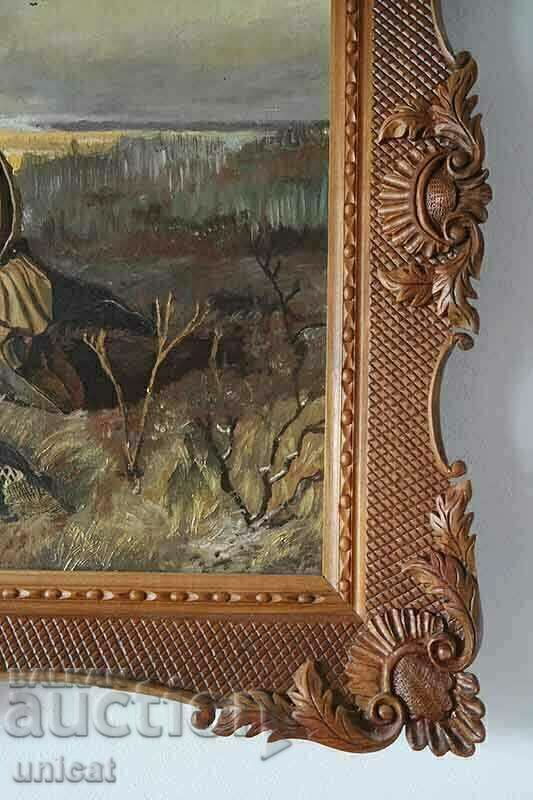 Παράδοση Hunters of Privale, V. Perov, κορνίζα-ξυλόγλυπτα, λαδομπογιές