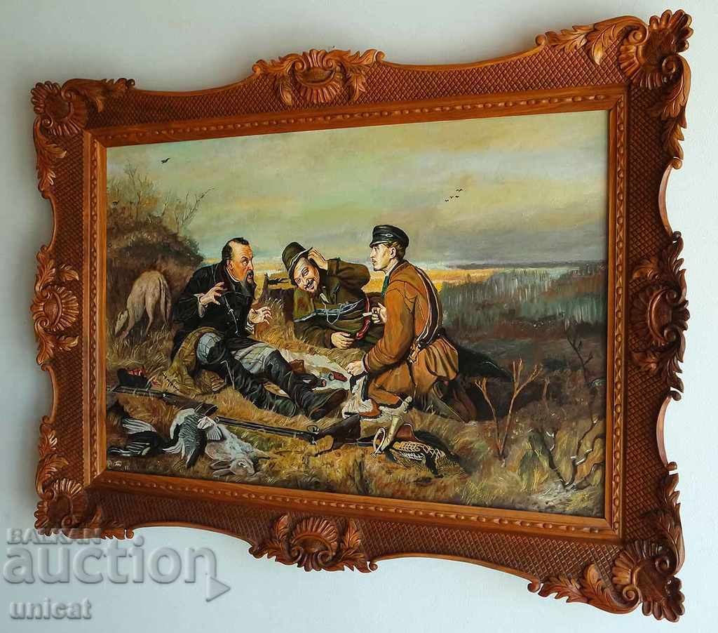Hunters of Privale, V. Perov, frame-wood carving, oil paints - 5 Hunters of Privale, V. Perov, frame-wood carving, oil paints - 5