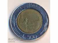 Италия 500 лири 1992 година