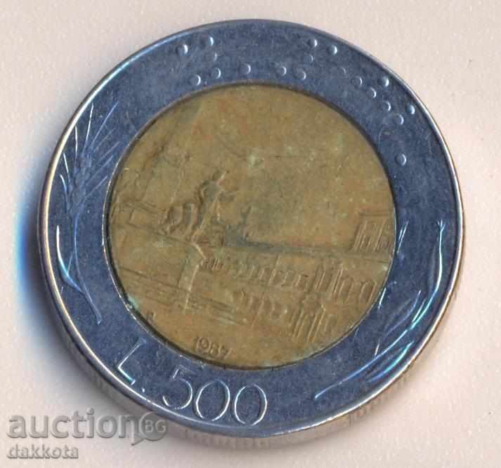 Италия 500 лири 1987 година