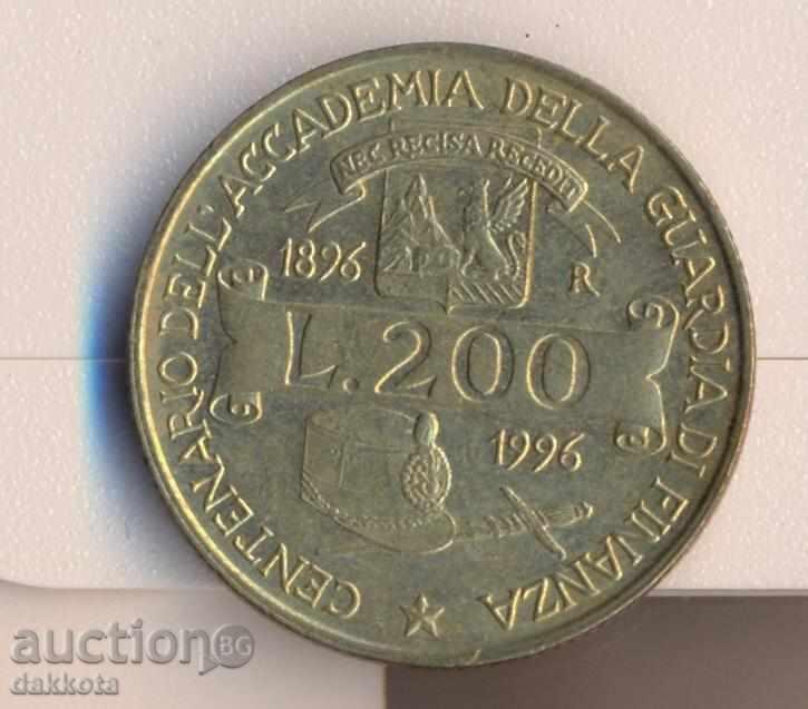 Италия 200 лири 1996 година