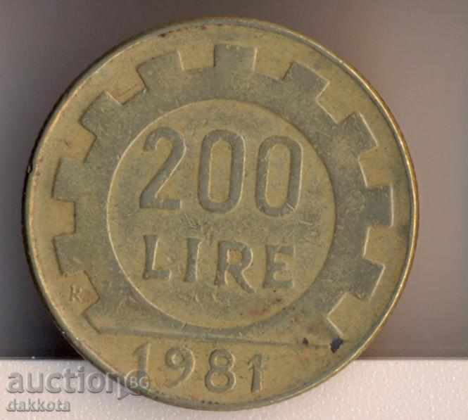 Италия 200 лири 1981 година