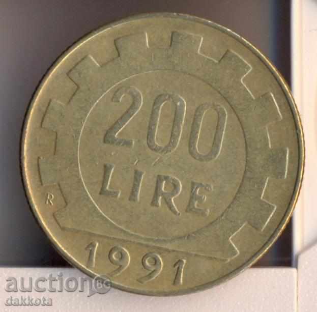 Италия 200 лири 1991 година