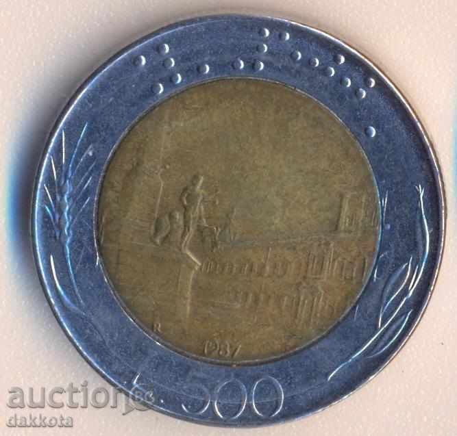 Италия 500 лири 1987 година