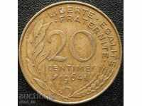 Franța - 20 centime 1964