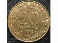 Franța - 20 centime 1992