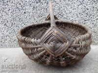 Old wicker basket, wooden basket, panner