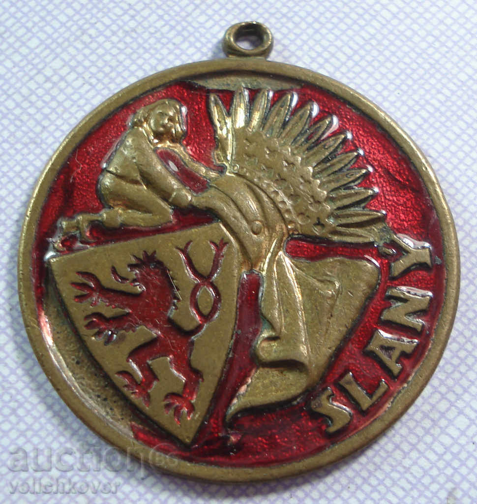 17 013 Τσεχοσλοβακία μετάλλιο φυτό που φέρει πόλης SKD Slany emayl