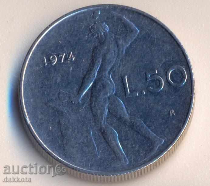 Италия 50 лири 1974 година