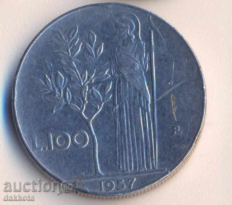 Италия 100 лири 1957 година