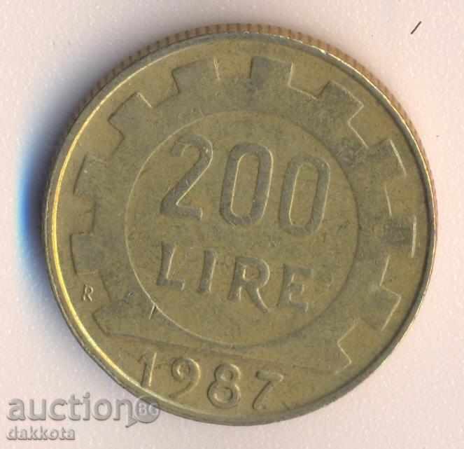 Италия 200 лири 1987 година