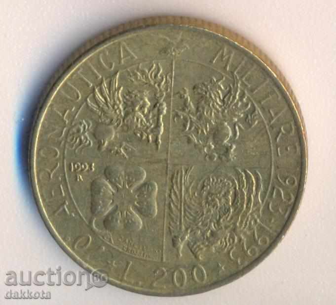 Италия 200 лири 1993 година