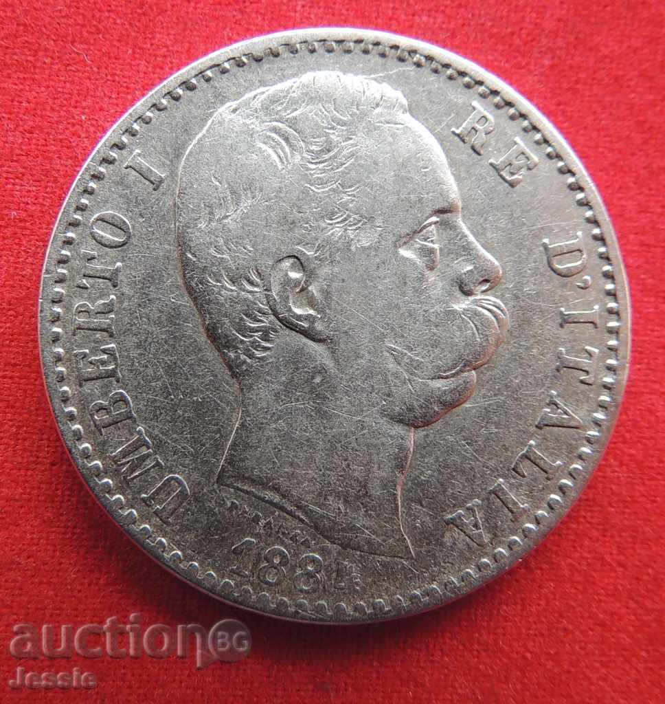 2 lire 1884 Italia argint cu preț € 28.52 | 55.78 BGN