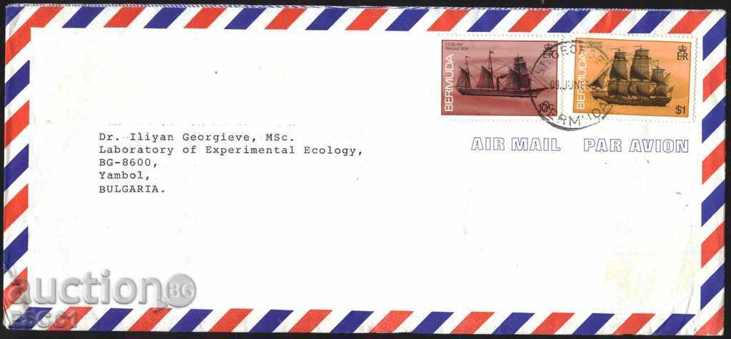 Пътувал плик с марки Кораби 1986 от Бермуда