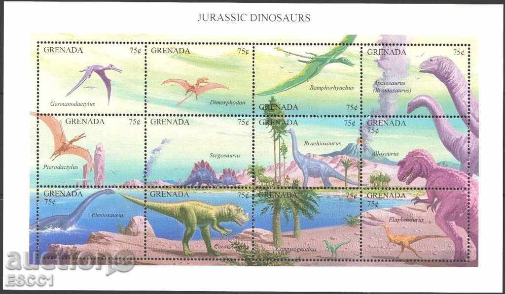 Curate marchează o foaie mică Faună Dinozauri 1994 din Grenada