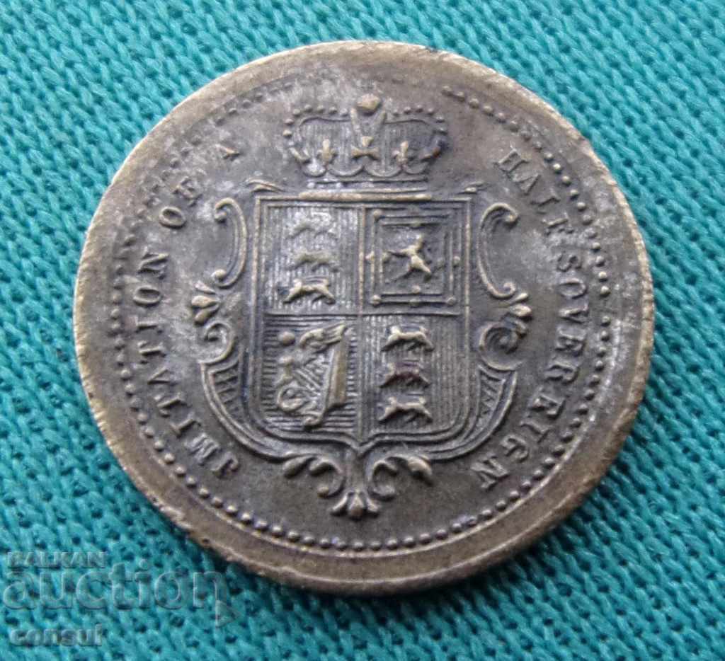 Marea Britanie exemplu de model de ½ Soveren 1850 de monede rare