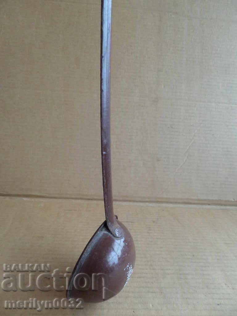 Delivery of Old enameled ladle, spoon with enamel, wounded sod, Bulgaria Delivery of Old enameled ladle, spoon with enamel, wounded sod, Bulgaria
