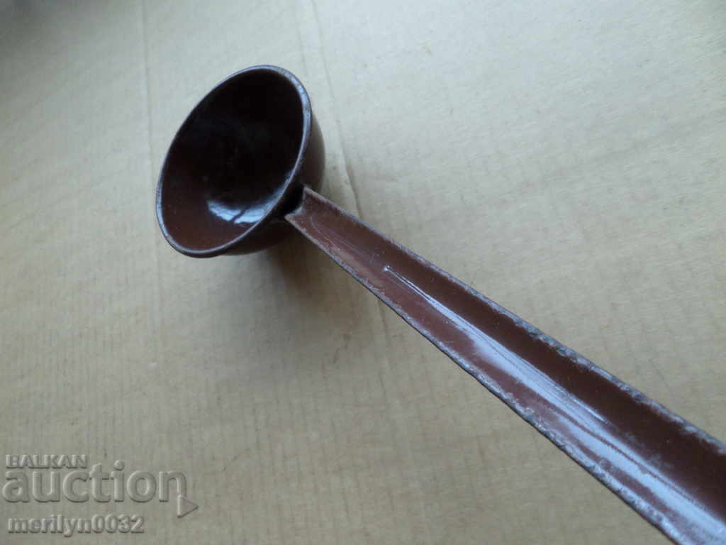 Old enameled ladle, spoon with enamel, wounded sod, Bulgaria - 6 Old enameled ladle, spoon with enamel, wounded sod, Bulgaria - 6