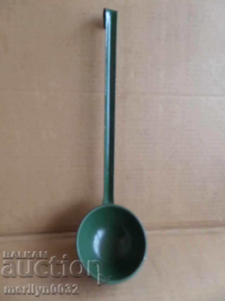 Auction Old enameled ladle, spoon with enamel, wounded sod, Bulgaria Auction Old enameled ladle, spoon with enamel, wounded sod, Bulgaria