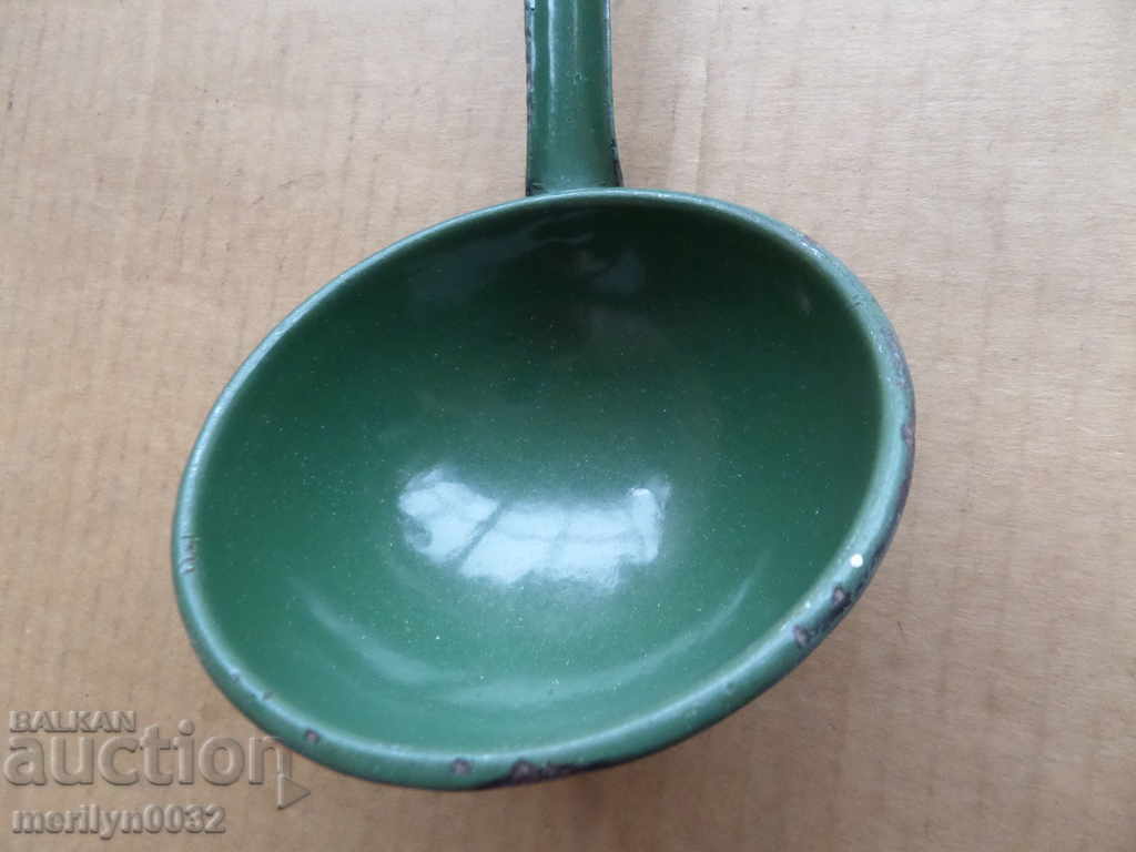 Old enameled ladle, spoon with enamel, wounded sod, Bulgaria - 5 Old enameled ladle, spoon with enamel, wounded sod, Bulgaria - 5