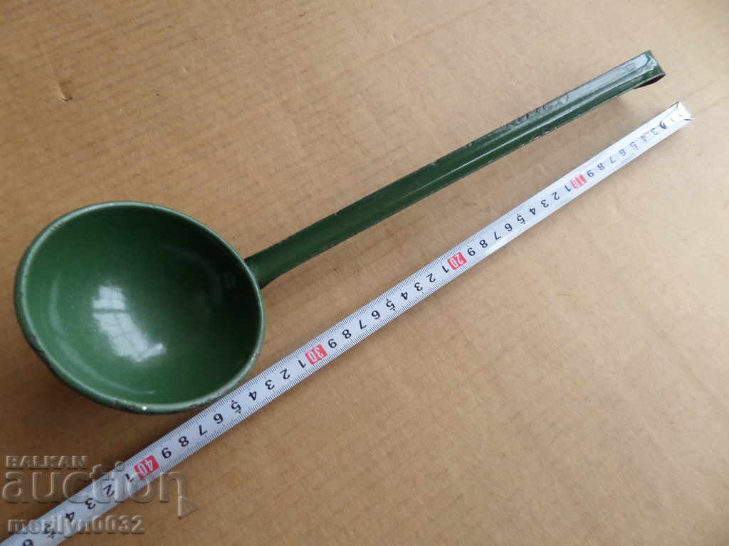 Old enameled ladle, spoon with enamel, wounded sod, Bulgaria - 6 Old enameled ladle, spoon with enamel, wounded sod, Bulgaria - 6