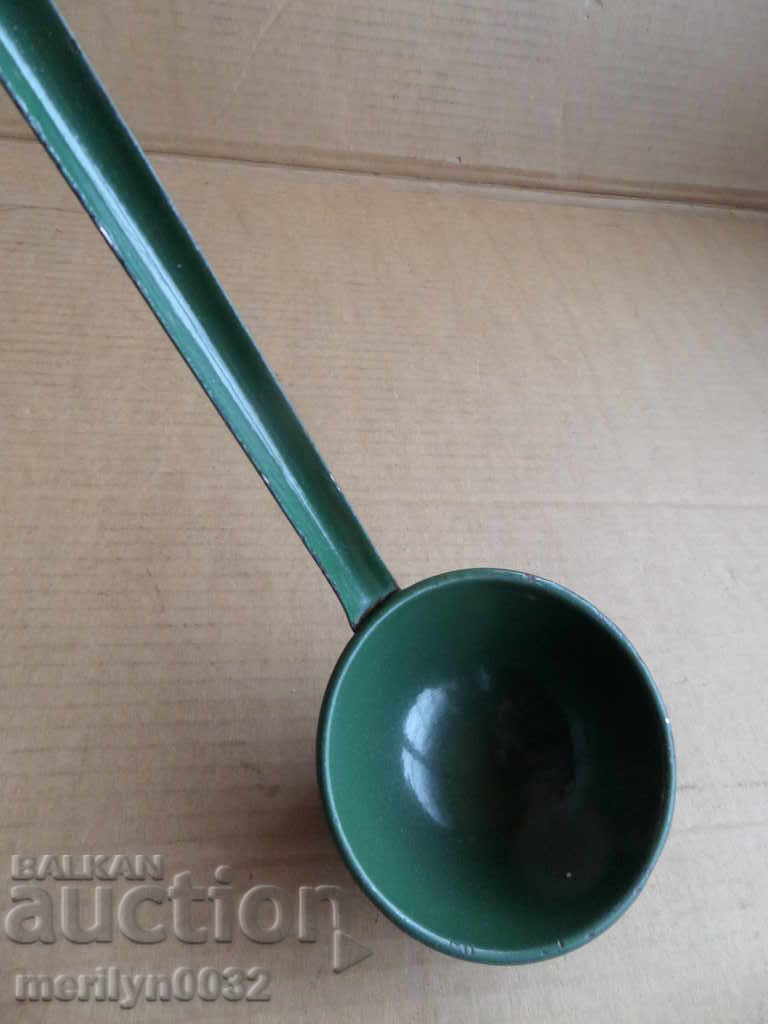 Old enameled ladle, spoon with enamel, wounded sod, Bulgaria - 7 Old enameled ladle, spoon with enamel, wounded sod, Bulgaria - 7