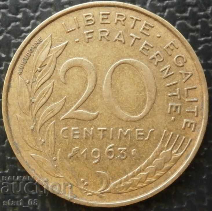 Franța - 20 centime - 1963